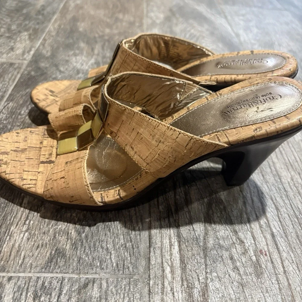 Croft & Barrow Sole (Sense) Ability Heel Sandals cork sz 8 M Preppy Coastal